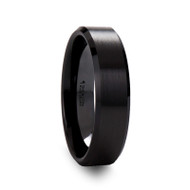 Pansy Brushed Finish Black Ceramic Wedding Band at Rotunda Jewelers