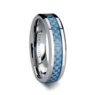 Cherry Tungsten Carbide Band with Blue Carbon Fiber Inlay at Rotunda Jewelers