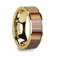 Eytelia 14k Yellow Gold Polished Wedding Band with Zebra Wood Inlay at Rotunda Jewelers