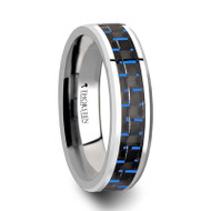 Scilla Tungsten Carbide Ring with Black & Blue Carbon Fiber Inlay at Rotunda Jewelers