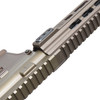 Side view of MLOK handguard and ambidextrous lower receiver on PWS MK114 Alpha Kodiak Brown AR15 rifle