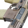 Side view of magwell, MLOK handguard, ambidextrous lower and FDE Magpul magazine on PWS MK114 Alpha Kodiak Brown AR15 rifle