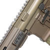 Side view of MLOK handguard and ambidextrous lower receiver on PWS MK114 Alpha Kodiak Brown AR15 rifle