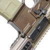 Side view of ejection port, upper receiver, ambidextrous lower and enhanced milspec trigger on PWS MK114 Alpha Kodiak Brown AR15 rifle