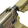 Side view of Magpul MOE stock  and Radian Raptor LT FDE charging handle on PWS MK114 Alpha Kodiak Brown AR15 rifle