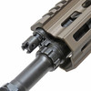 Side view of exposed adjustable gas block and MLOK handguard on PWS MK114 Alpha Kodiak Brown AR15 upper