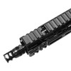 Top view of PWS adjustable gas block, 2-port FRC flash-reducing compensator, MLOK handguard, Picatinny rail sections on MOD2 MK111 AR15 upper