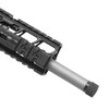 Right view of stainless steel barrel, thread protector, adjustable gas block, MLOK handguard and Picatinny rail sections on PWS MOD2 MK118 AR15 upper