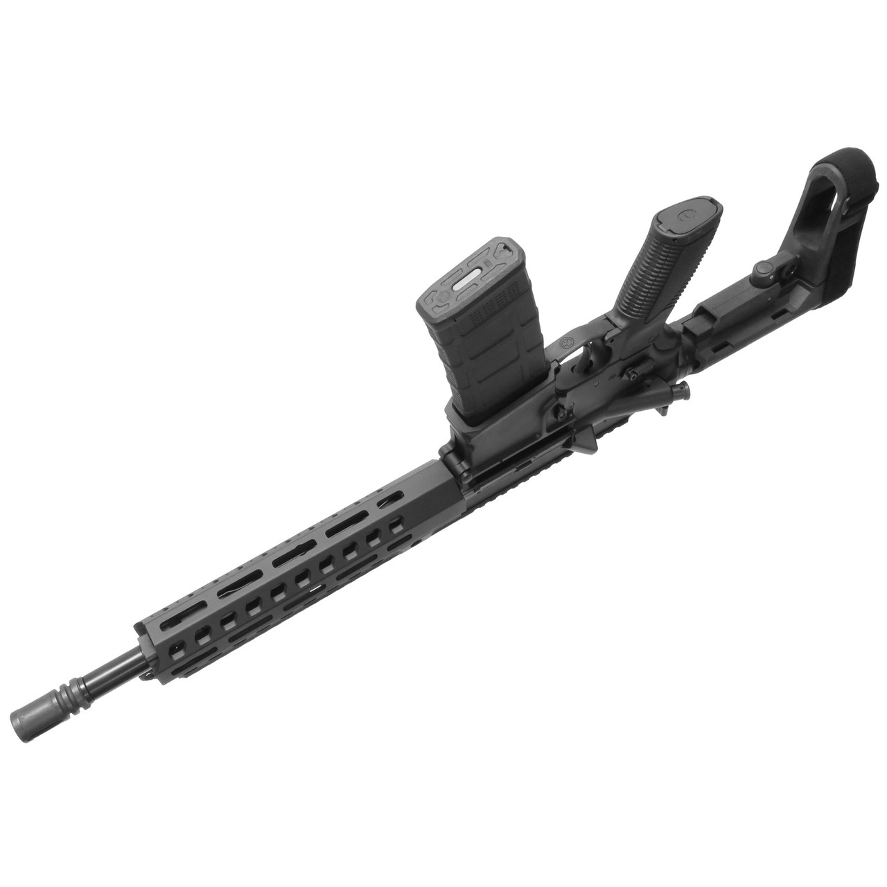 Bottom view of Caracal CAR816 A2 AR15 pistol with 11.5 inch barrel, short-stroke piston operating system, adjustable gas block, MLOK handguard and SBA3 brace.