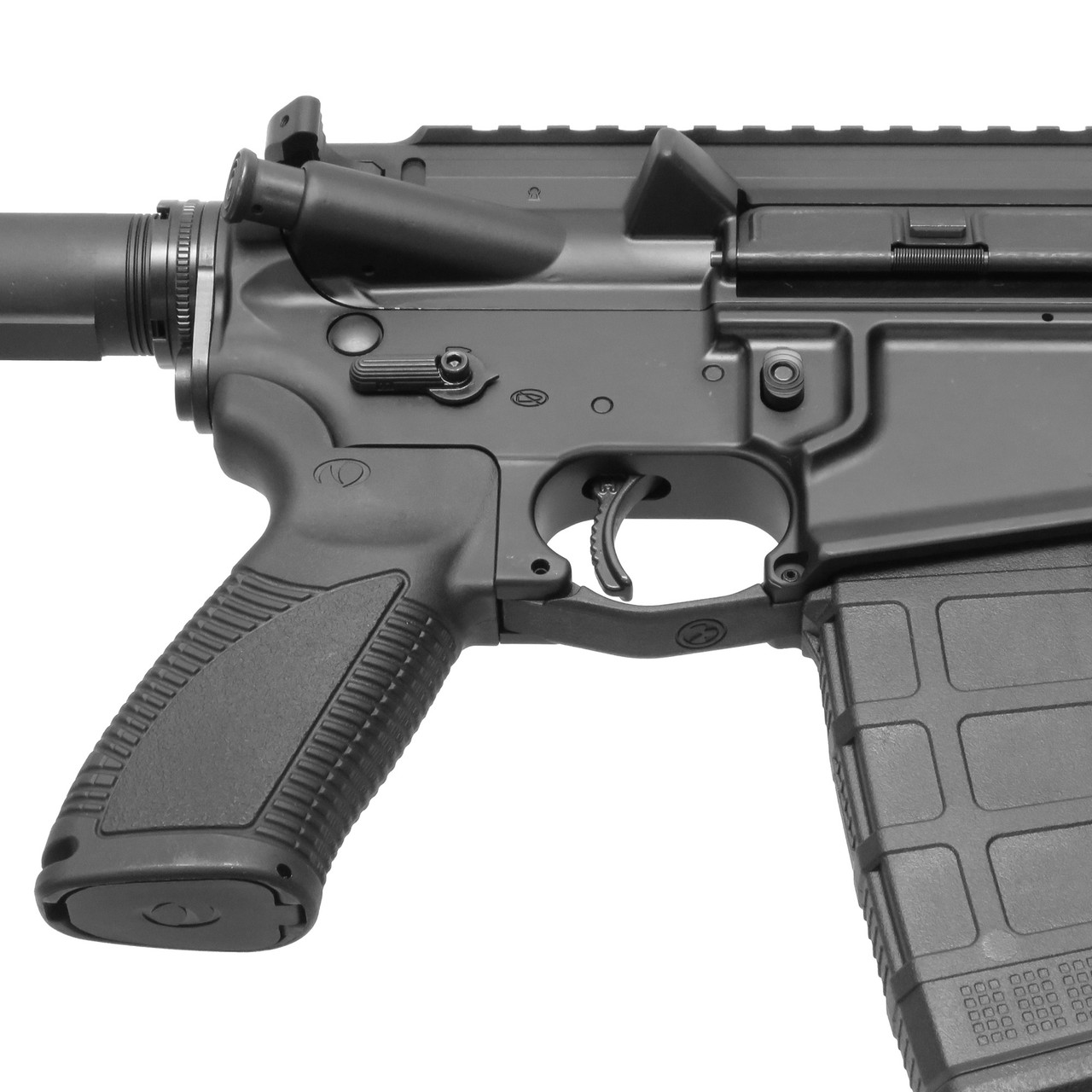 Right view of Caracal CAR816 A2 AR15 with 30rd Magpul PMAG and Hiperfire EDT Sharp Shooter 5.5lb single-stage trigger.