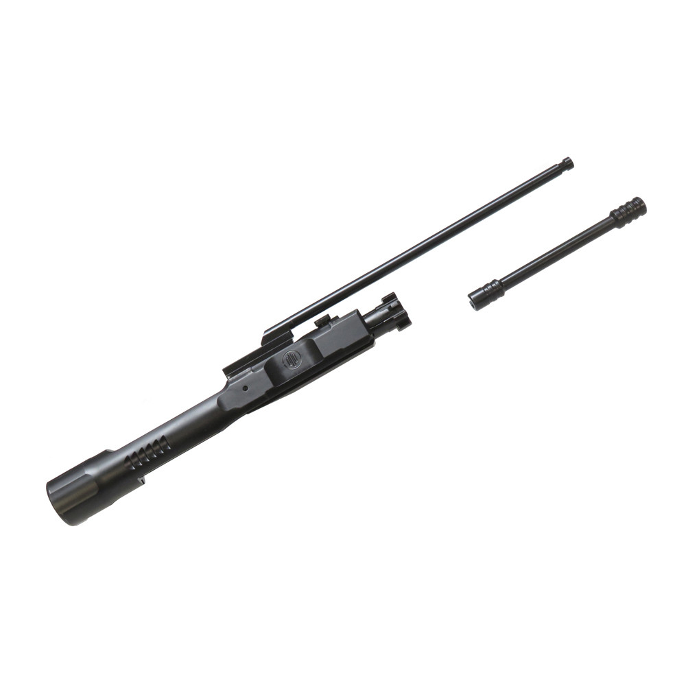 Bolt carrier assembly view of Primary Weapons long-stroke piston system with op rod and Radian Raptor charging handle