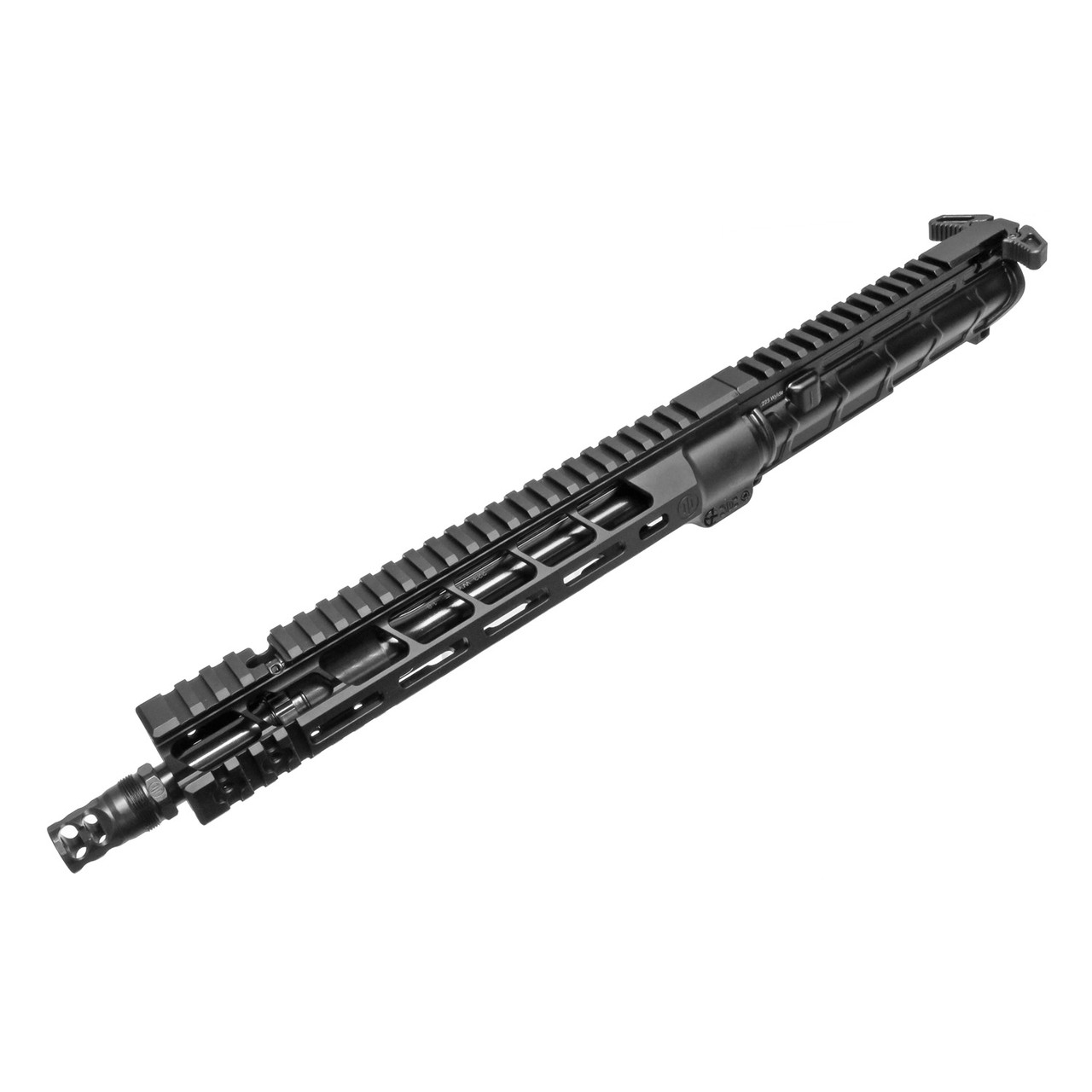 Complete view of Primary Weapons MOD2 MK111 upper receiver with 11.85 inch barrel, FRC silencer mount, MLOK handguard, front Picatinny front rail sections