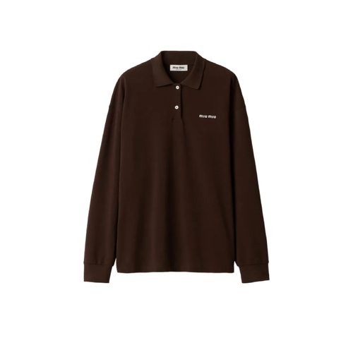 Miu Miu L/S Polo Shirt Brown