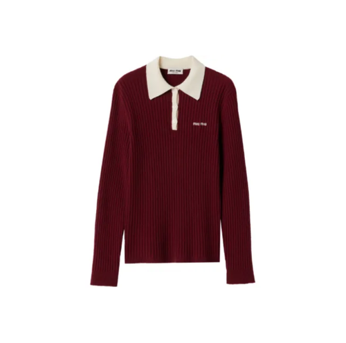 Miu Miu L/S Polo Shirt Red