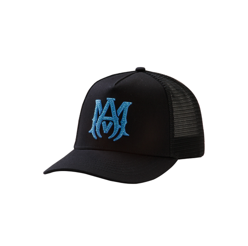 Amiri MA Crystal Trucker Hat Black Baby Blue