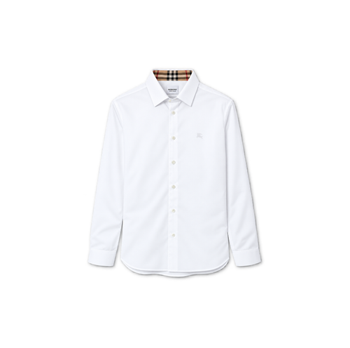 BURBERRY CRASTER BUTTON-DOWN COTTON SHIRT - White