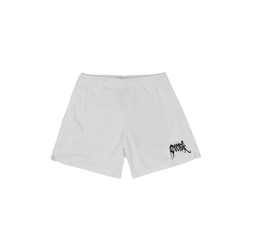Revenge Embroiodered Basic Mesh Shorts White