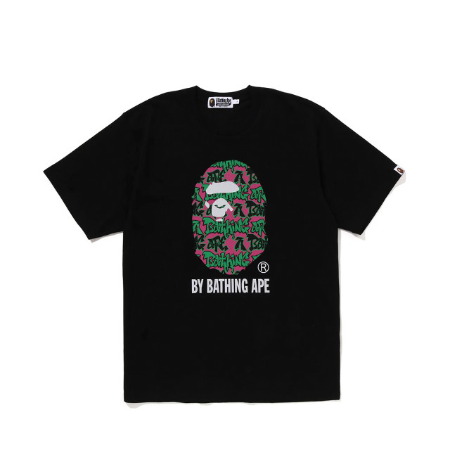 Bape Graffiti Pattern Ape Head Tee - Black