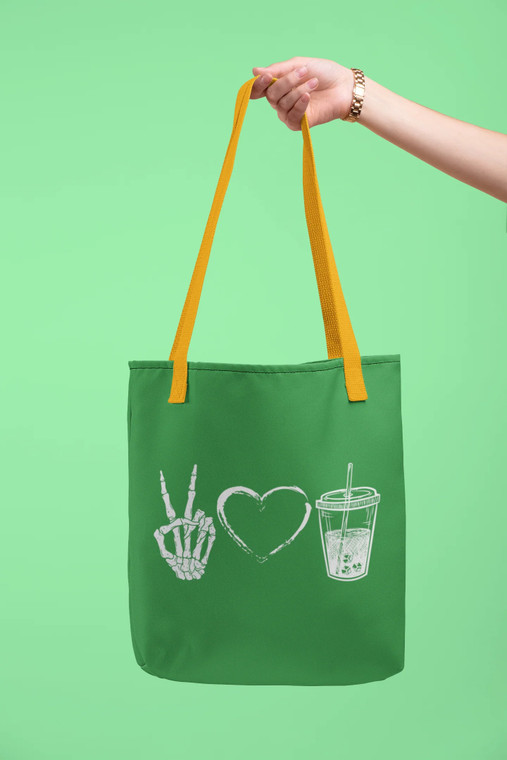 Peace Love Coffee Skeleton Tote Bag