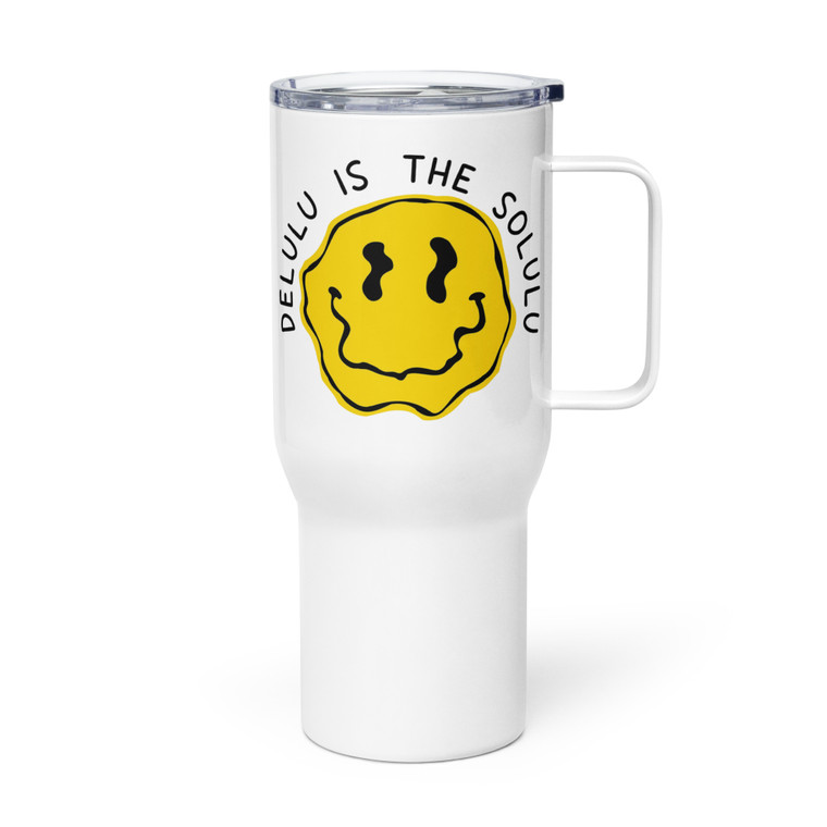 Delulu Is The Solulu Happy Face Travel Coffee Mug Tumbler