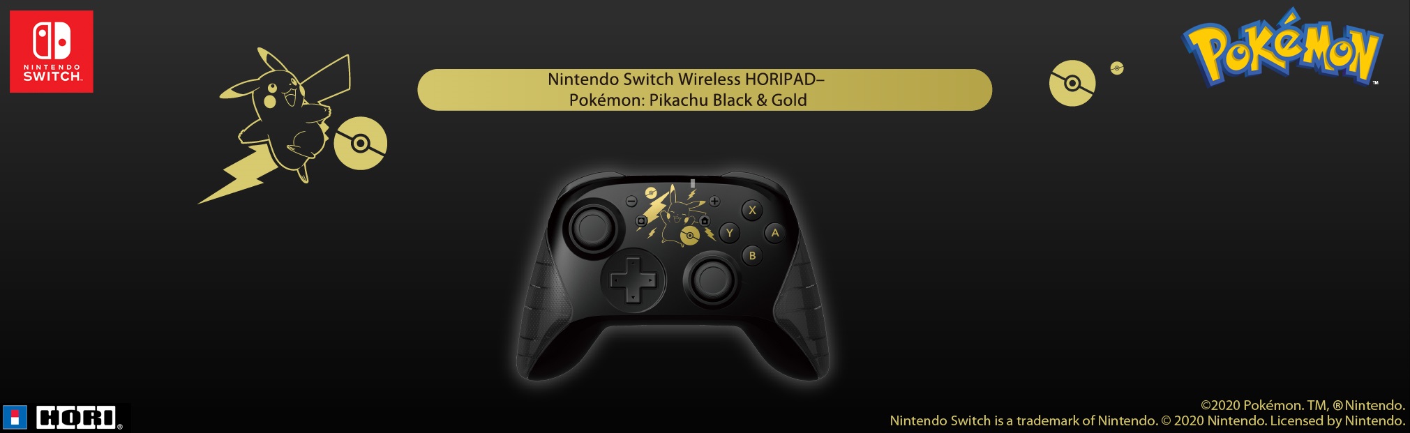 Nintendo Switch Wireless Horipad Pokemon Pikachu Black Gold Hori Usa