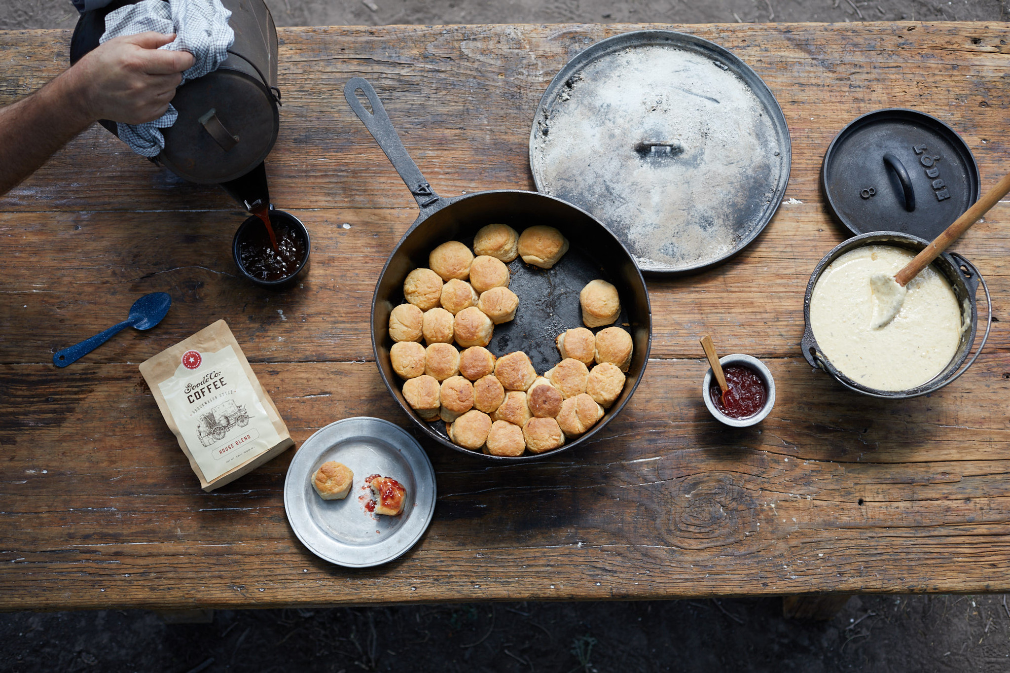 Goode Co. Chuckwagon coffee paired with freshly baked biscuits.