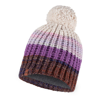 Buff Knitted and Polar Fleece Beanie ~ Alina purple