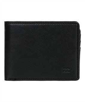 Billabong Bifold Leather Wallet with CC, Note, Coin Pockets ~ Vacant black 2