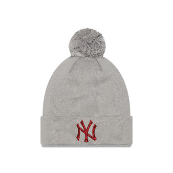 New Era Men's Infill Bobble Beanie ~ New York Yankees grey