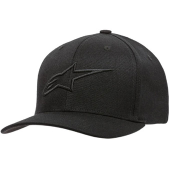 Alpinestars Mens 6 panel Curve Flexfit Cap ~ Ageless Black Black