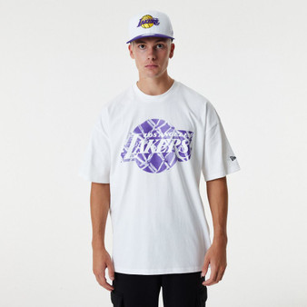 New Era Mens NBA Infill Logo OS T-Shirt ~ LA Lakers White