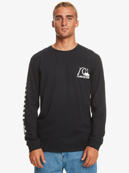 Quiksilver Mens LS Organic Cotton Crew Neck T-Shirt ~ The Original black