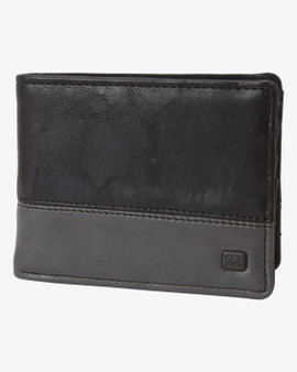 Billabong Faux Leather Bi-Fold Wallet ~ Dimension black charcoal