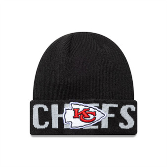 Kansas City Chiefs NFL Wordmark Cuff Knit Beanie Hat Black