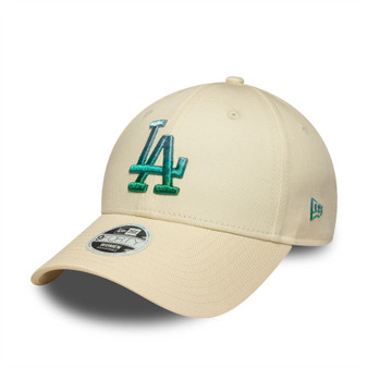LA Dodgers Womens MLB Metallic Logo Cream 9FORTY Adjustable Cap