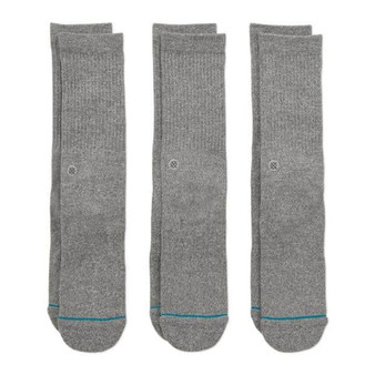 Stance Men's 3 Pack Icon Crew Socks grey heather