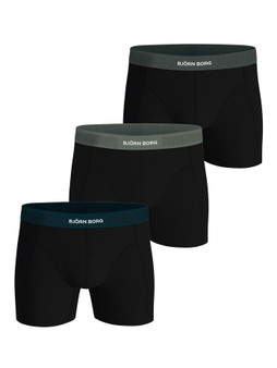 Björn Borg  3 Pack Organic Cotton Stretch 3 Pack Black Boxer Shorts