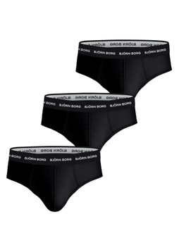 Björn Borg 3 Pack Cotton Stretch Black Mens Briefs