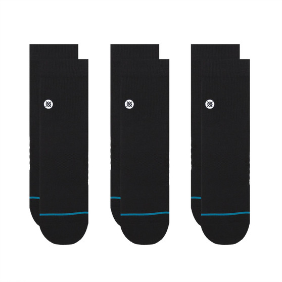 Stance Men's Crew 3 pack Socks ~ icon quarter black