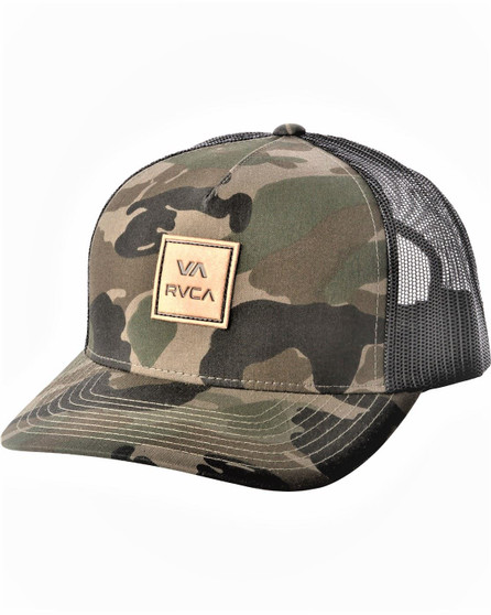 RVCA Cappellino Da Baseball Uomo, Modello Camionista Curvo, 5 Pannelli, Chiusura Regolabile, Con Toppa In Finta Pelle