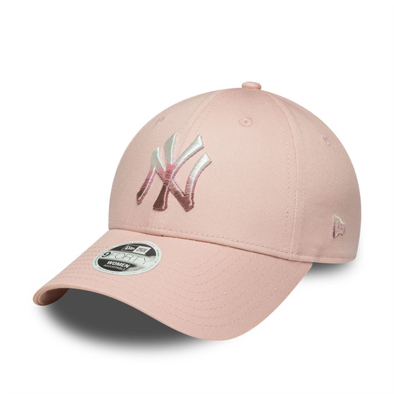 New York Yankees Womens MLB Metallic Logo Pastel Pink 9FORTY Adjustable Cap