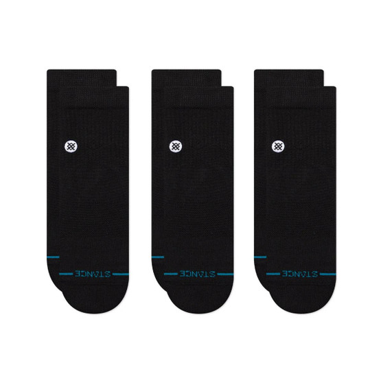 3 pack Icon  Mens Quarter Black Socks Stance