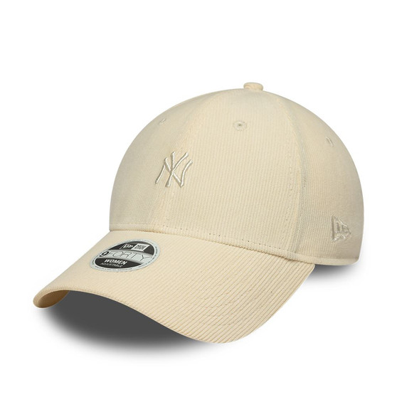 New York Yankees Womens Cord Pastel Cream 9FORTY Adjustable New Era Cap