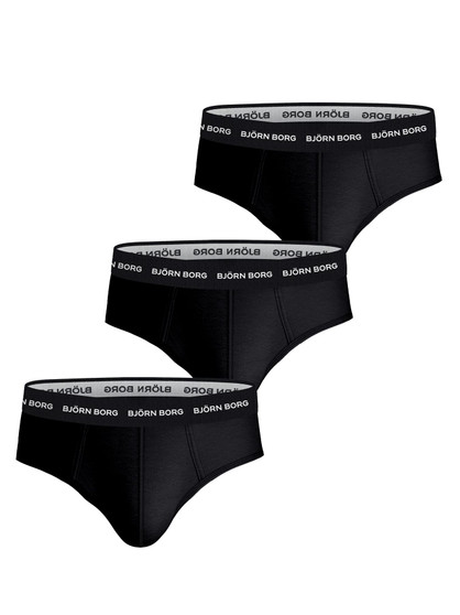 Björn Borg 3 Pack Cotton Stretch Black Mens Briefs