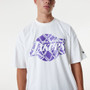 New Era Mens NBA Infill Logo OS T-Shirt ~ LA Lakers White