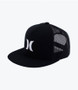 Hurley Icon Trucker Solid Flat Snapback Peak Black Cap