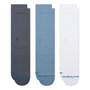 3 pack Icon  Mens Crew Grey Blue White Socks Stance