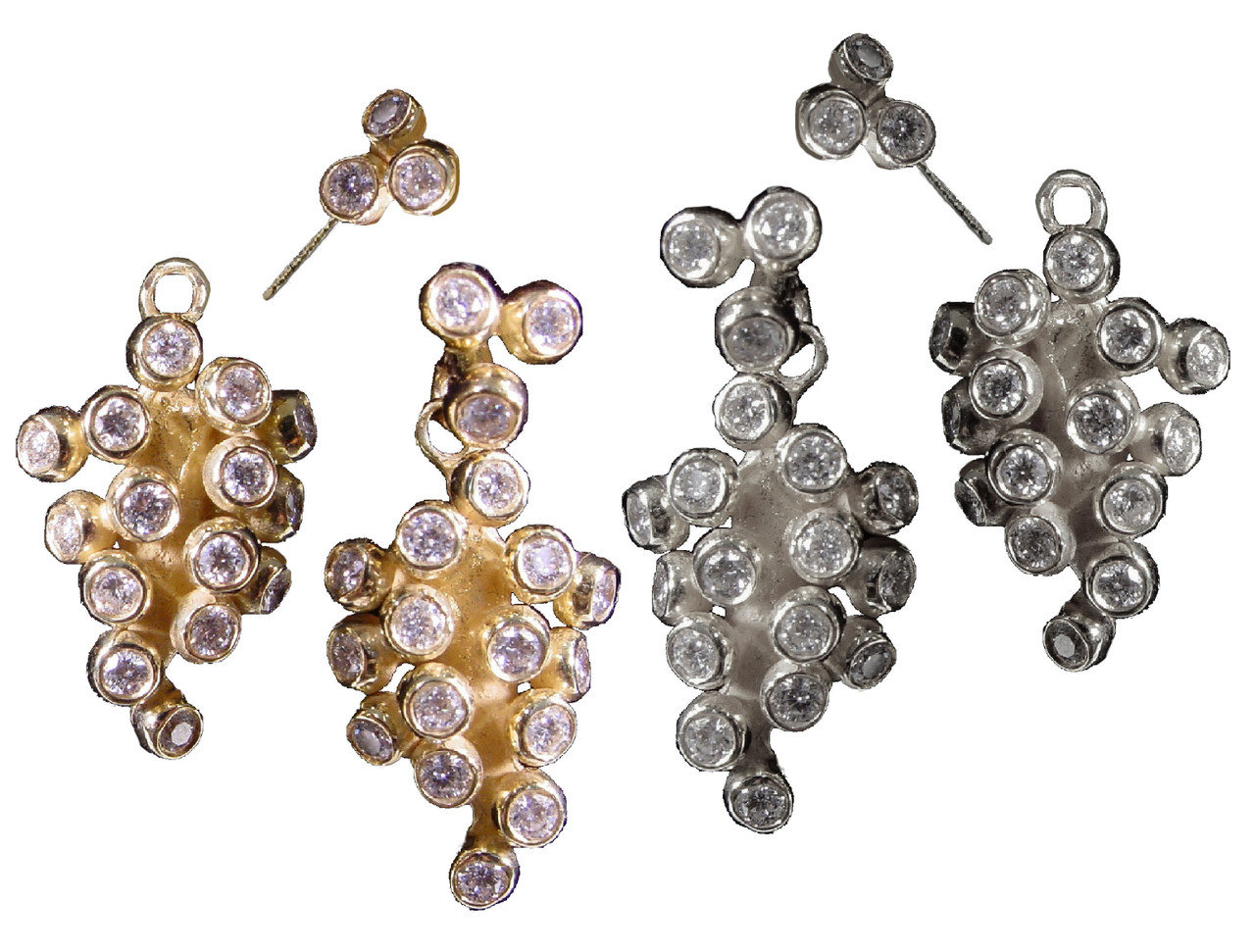 Silver Front-Back Earrings, Signature Caviar