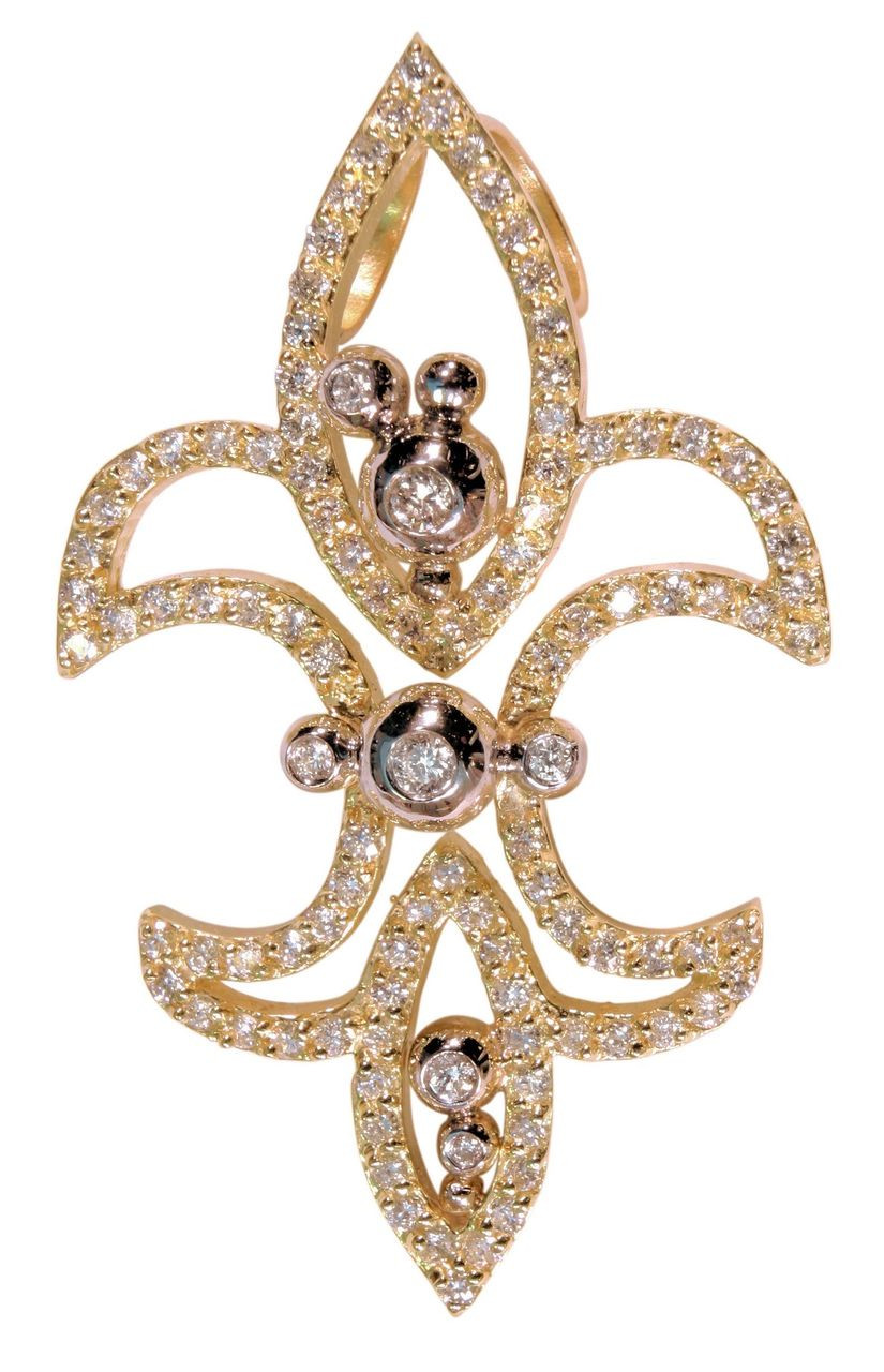 Fleur de Lis Pendant / Necklace, 18K Gold with diamonds