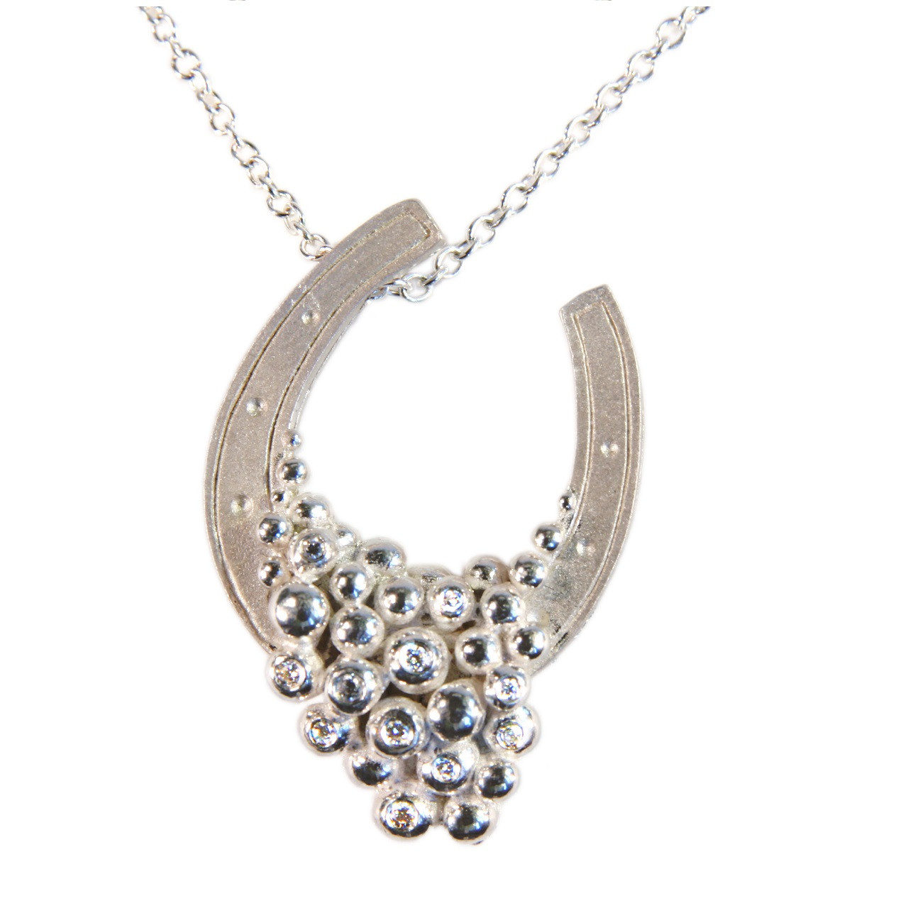 Silver & Cubic Zirconia Lucky Horseshoe Necklace - Cavendish French